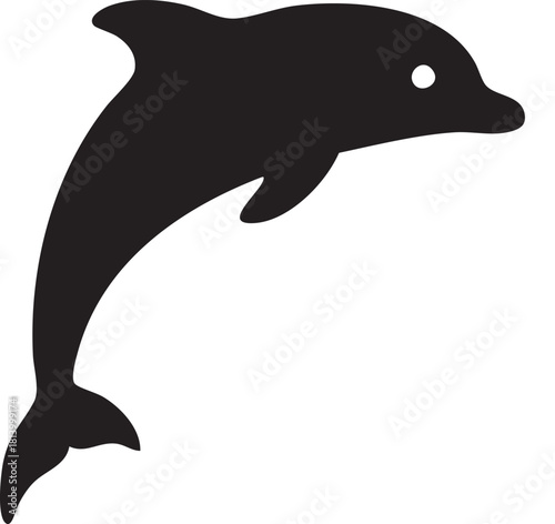 Dolphin jumping in ocean wave forming logo icon illustration