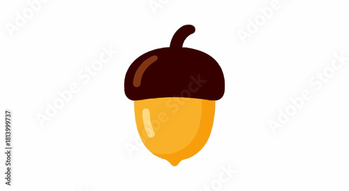 A simple, stylized illustration of a single acorn with a dark brown cap and a golden-yellow body on a white background.