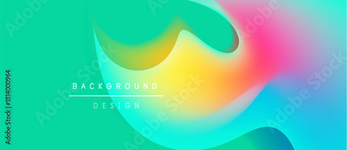 Abstract fluid shapes blend vibrant colors. Gradient transitions create dynamic visual effect. Modern design element for backgrounds.