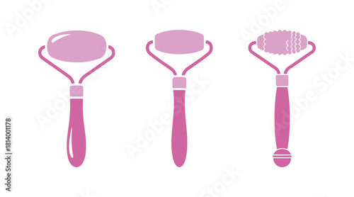 Colorful icon of a cosmetic face roller, set against a white background.
