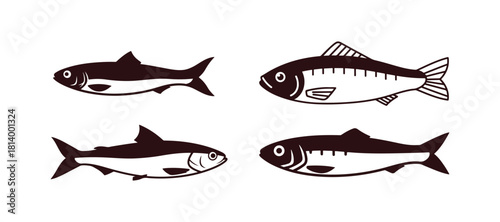 Glyph icon of sardines, showcasing seafood and fish, pilchard vector graphic, vector design, solid sign with editable stroke