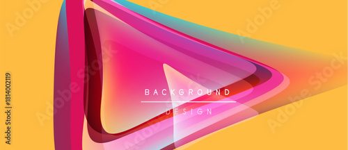 Abstract design features vibrant layers, gradients. Yellow backdrop complements pink, blue hues. Text reads background design. Modern, dynamic visual.
