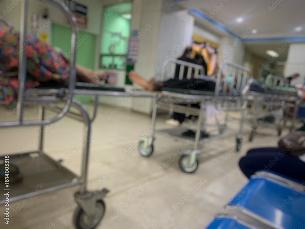 Fototapeta premium Patient lying on a wheelchair in a hospital