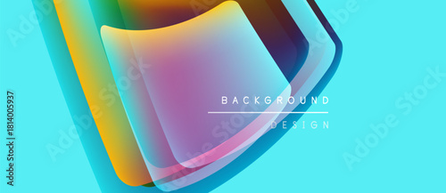 Abstract layers create vibrant, flowing design. Turquoise background complements colorful shapes, offering modern aesthetic.