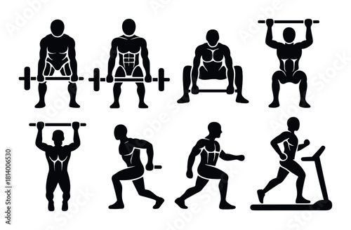 Silhouette workout: fitness strength training and cardio exercises