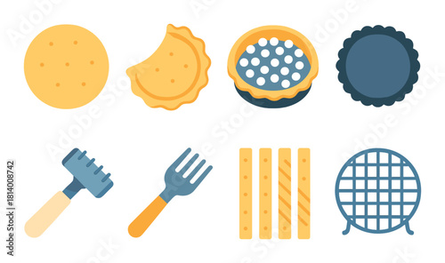 Abstract glowing bakery tools and pastries illustration