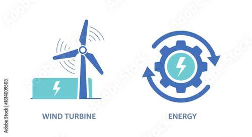 Vector illustration of wind turbine and energy icon isolated on for renewable resources