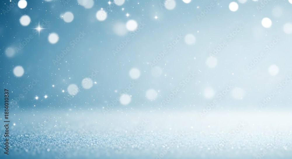 Fototapeta premium Soft blue background with sparkling bokeh effect for winter 