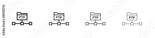 FTP icon set. editable stroke eps 10 vector illustration.