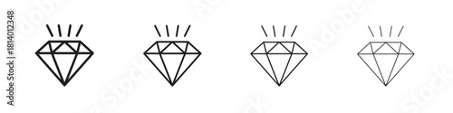 Gem icon set. editable stroke eps 10 vector illustration.