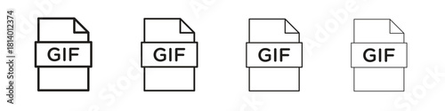 Gif icon set. editable stroke eps 10 vector illustration.