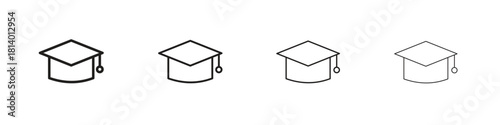 Graduation cap icon set. editable stroke eps 10 vector illustration.