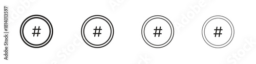 Hashtag icon set. editable stroke eps 10 vector illustration.