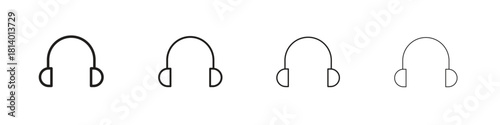 Headset icon set. editable stroke eps 10 vector illustration.