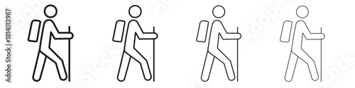 Hiking icon set. editable stroke eps 10 vector illustration.