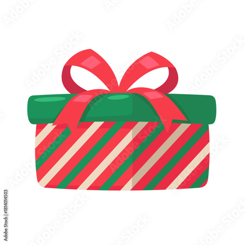 Christmas Gift Box with Red Bow Illustration