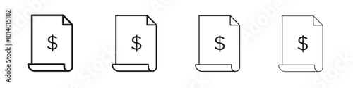 Invoice icon set. editable stroke eps 10 vector illustration.