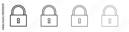 Lock icon set. editable stroke eps 10 vector illustration.