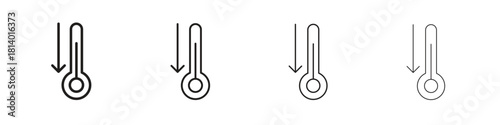 Low Temperature icon set. editable stroke eps 10 vector illustration.