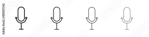 Microphone icon set. editable stroke eps 10 vector illustration.