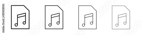 Music File icon set. editable stroke eps 10 vector illustration.