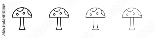 Mushroom icon set. editable stroke eps 10 vector illustration.