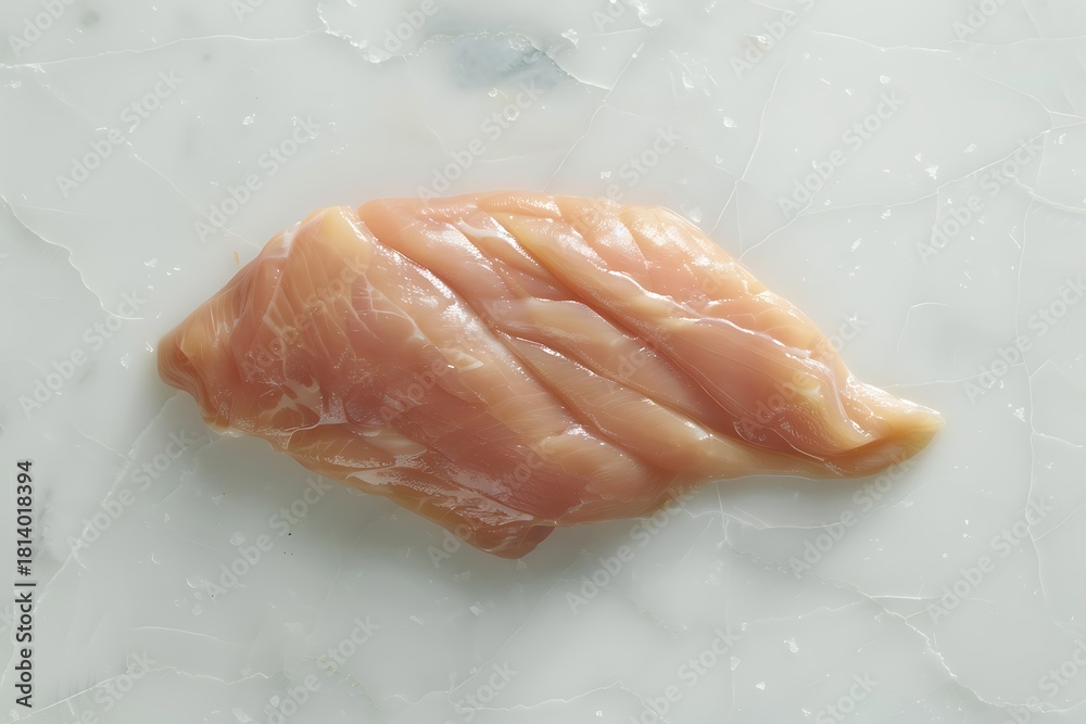 Fototapeta premium Raw boneless chicken breast fillet on marble surface