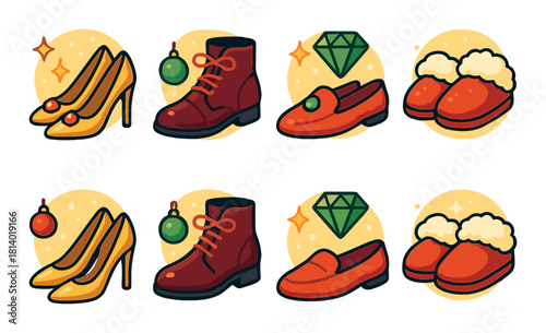 Stylish footwear collection: heels, boots, loafers, and slippers