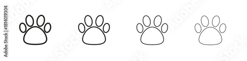Paw icon set. editable stroke eps 10 vector illustration.