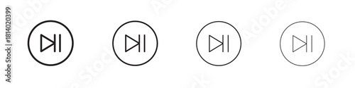 Play pause icon set. editable stroke eps 10 vector illustration.