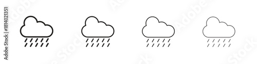 Rain icon set. editable stroke eps 10 vector illustration.