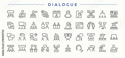 Dialogue icon set. Vector collections. Conversation icon set. It contains symbols to man, speak, conversation, seminar, lecture and more.