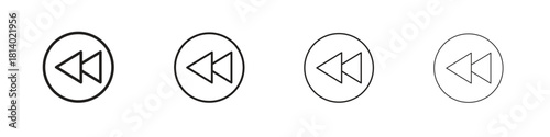 Rewind icon set. editable stroke eps 10 vector illustration.