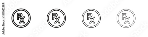 RX icon set. editable stroke eps 10 vector illustration.