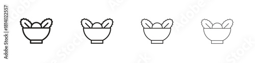 Salad icon set. editable stroke eps 10 vector illustration.