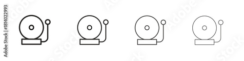 School bell icon set. editable stroke eps 10 vector illustration.