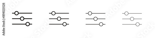 Settings sliders icon set. editable stroke eps 10 vector illustration.