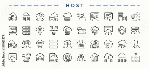 Hostel linear icon set. Line icons with editable stroke. Related to hospitality, motel, serving. Vector illustration. Reception icon set in linear style.