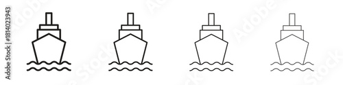 Ship icon set. editable stroke eps 10 vector illustration.