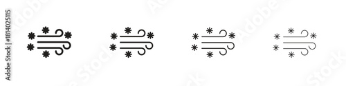 Snow blowing icon set. editable stroke eps 10 vector illustration.