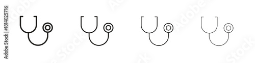 Stethoscope icon set. editable stroke eps 10 vector illustration.