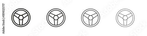 Steering wheel icon set. editable stroke eps 10 vector illustration.