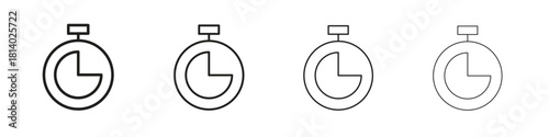 Stopwatch icon set. editable stroke eps 10 vector illustration.