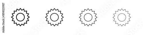 Sun icon set. editable stroke eps 10 vector illustration.