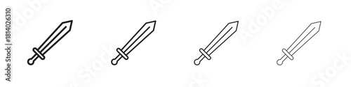 Sword icon set. editable stroke eps 10 vector illustration.