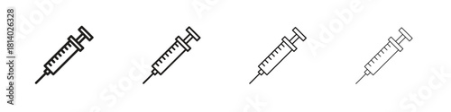 Syringe icon set. editable stroke eps 10 vector illustration.
