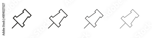 Thumbtack icon set. editable stroke eps 10 vector illustration.