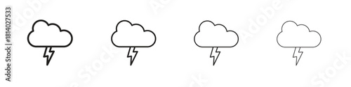 Thunderstorm icon set. editable stroke eps 10 vector illustration.