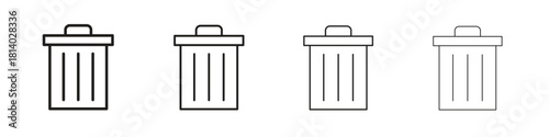 Trash icon set. editable stroke eps 10 vector illustration.