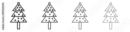 Tree christmas icon set. editable stroke eps 10 vector illustration.